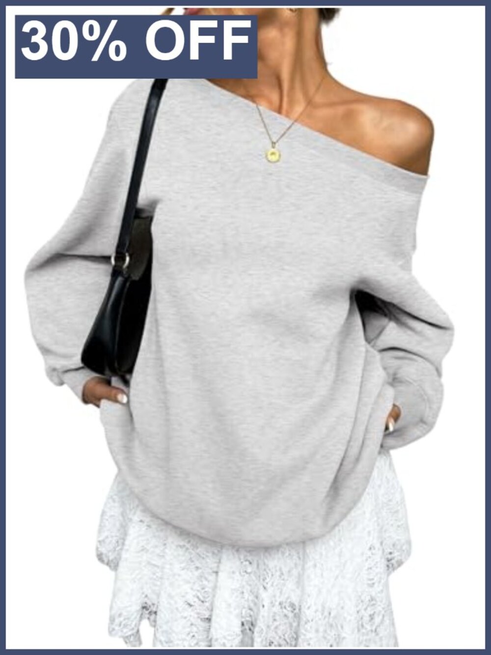 Oversized Fleece Off Shoulder Sweatshirt Pullover Top